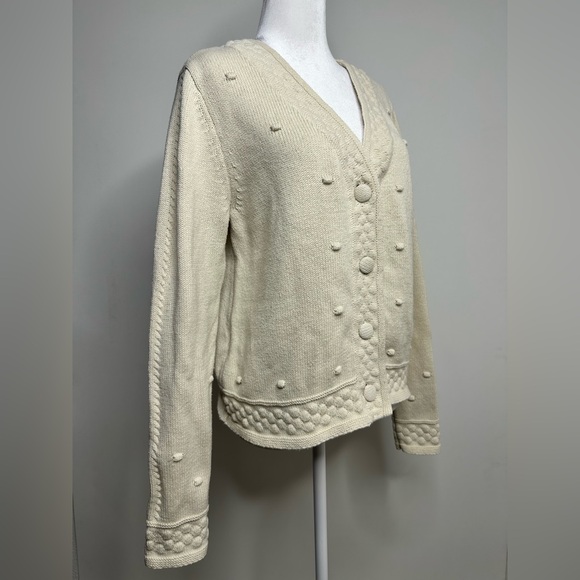 CABI 6169 Retro Neutral Ivory Knit Cardigan Sweater Women’s Size Medium - Picture 6 of 12